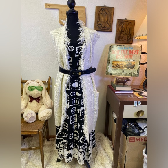 VTG 90s Paradiso Dress XL Contrast Lined Funky Maxi Maximalist Artist Teacher - Picture 1 of 16